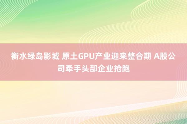 衡水绿岛影城 原土GPU产业迎来整合期 A股公司牵手头部企业抢跑