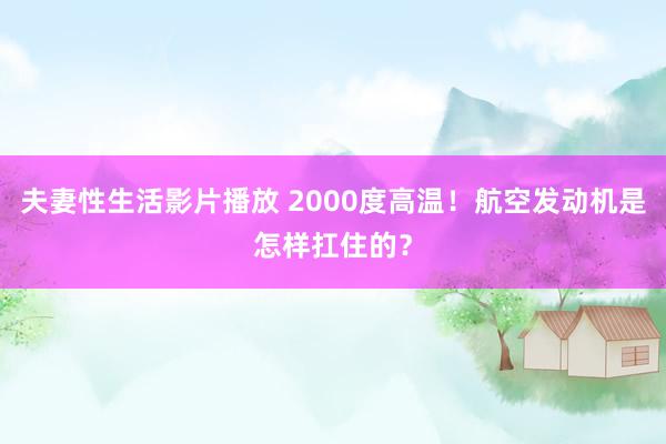 夫妻性生活影片播放 2000度高温！航空发动机是怎样扛住的？