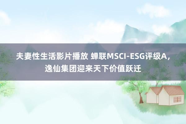 夫妻性生活影片播放 蝉联MSCI-ESG评级A，逸仙集团迎来天下价值跃迁