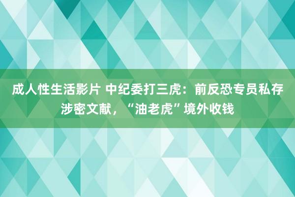 成人性生活影片 中纪委打三虎：前反恐专员私存涉密文献，“油老虎”境外收钱