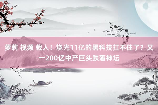 萝莉 视频 裁人！烧光11亿的黑科技扛不住了？又一200亿中产巨头跌落神坛