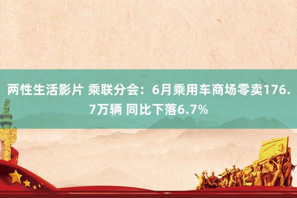 两性生活影片 乘联分会：6月乘用车商场零卖176.7万辆 同比下落6.7%