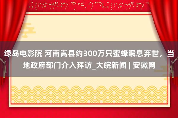 绿岛电影院 河南嵩县约300万只蜜蜂瞬息弃世，当地政府部门介入拜访_大皖新闻 | 安徽网