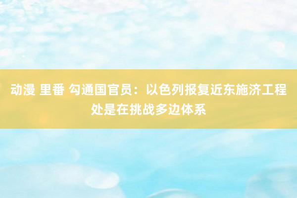 动漫 里番 勾通国官员：以色列报复近东施济工程处是在挑战多边体系