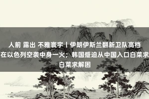 人前 露出 不雅寰宇丨伊朗伊斯兰翻新卫队高档将领在以色列空袭中身一火；韩国蹙迫从中国入口白菜求解困