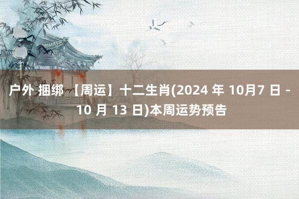 户外 捆绑 【周运】十二生肖(2024 年 10月7 日 - 10 月 13 日)本周运势预告