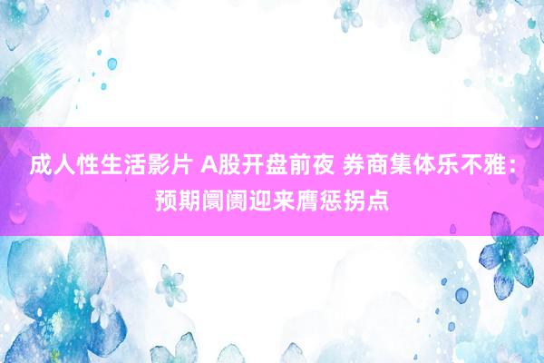 成人性生活影片 A股开盘前夜 券商集体乐不雅：预期阛阓迎来膺惩拐点