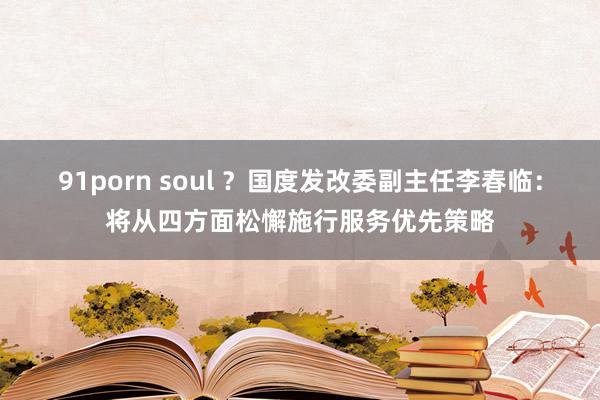 91porn soul ？国度发改委副主任李春临：将从四方面松懈施行服务优先策略