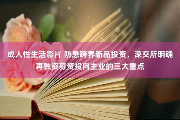 成人性生活影片 防患跨界新品投资，深交所明确再融资募资投向主业的三大重点