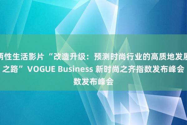 两性生活影片 “改造升级：预测时尚行业的高质地发展之路” VOGUE Business 新时尚之齐指数发布峰会