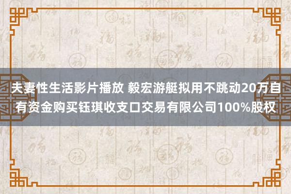 夫妻性生活影片播放 毅宏游艇拟用不跳动20万自有资金购买钰琪收支口交易有限公司100%股权