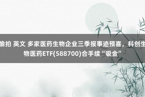 偷拍 英文 多家医药生物企业三季报事迹预喜，科创生物医药ETF(588700)合手续“吸金”