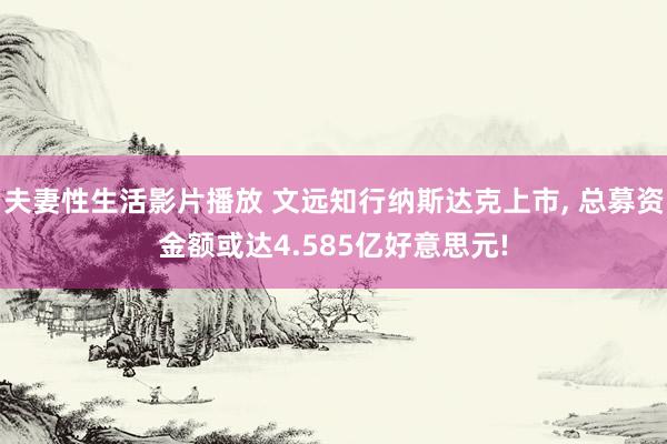 夫妻性生活影片播放 文远知行纳斯达克上市， 总募资金额或达4.585亿好意思元!