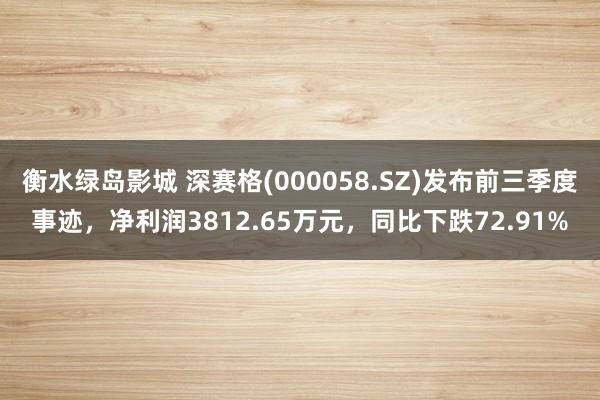 衡水绿岛影城 深赛格(000058.SZ)发布前三季度事迹，净利润3812.65万元，同比下跌72.91%