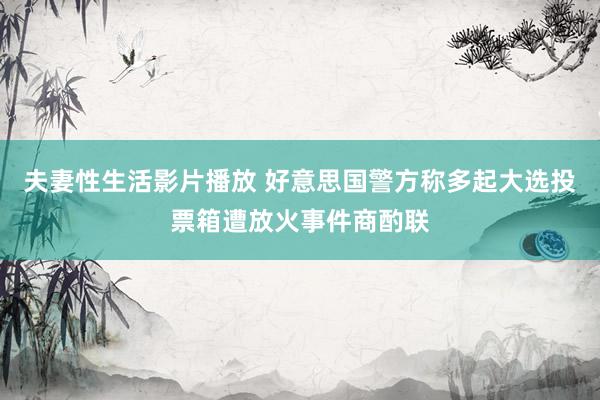 夫妻性生活影片播放 好意思国警方称多起大选投票箱遭放火事件商酌联