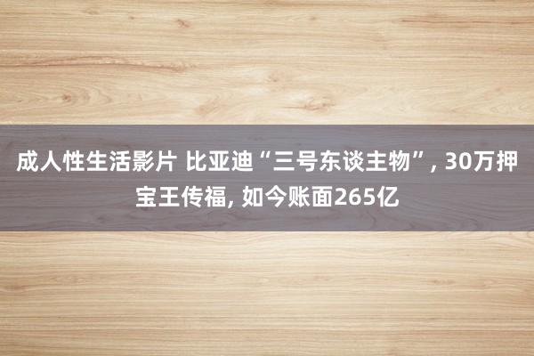 成人性生活影片 比亚迪“三号东谈主物”， 30万押宝王传福， 如今账面265亿