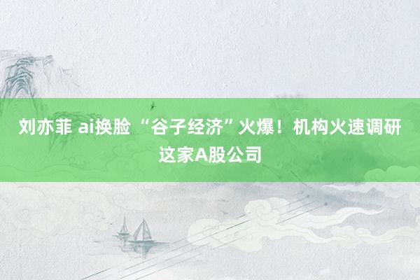 刘亦菲 ai换脸 “谷子经济”火爆！机构火速调研这家A股公司