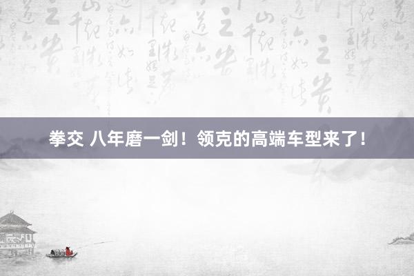 拳交 八年磨一剑！领克的高端车型来了！